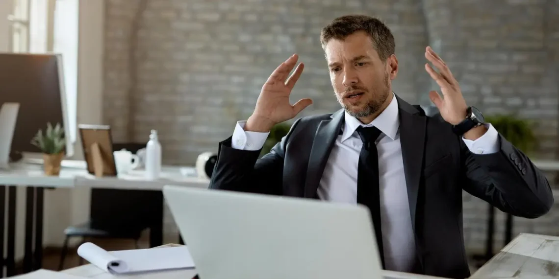 Stressed professional juggling work and personal life.